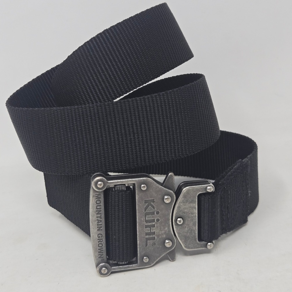 Kuhl Mens Raid Belt Black Nylon Webbing Quick Release Metal Buckle Adjustable